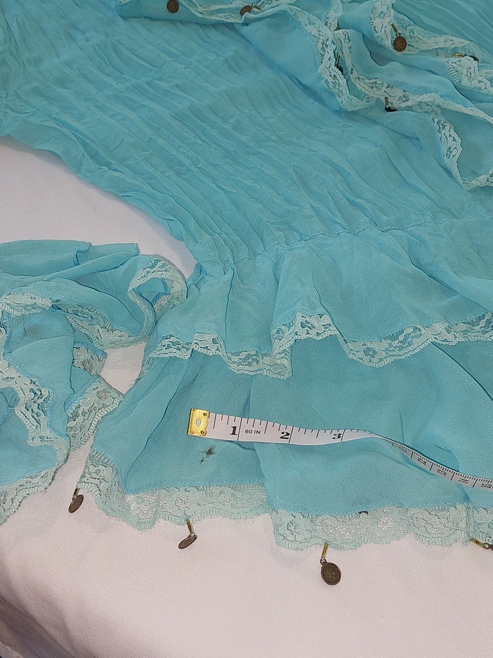 Expose France USA Italy Turquoise Ruffled Women's Blouse .Size XL - Picture 10 of 11